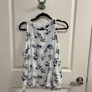 Ann Taylor White Floral Tank Top
